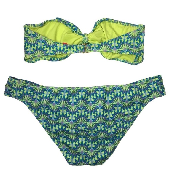 VICTORIA’S SECRET Bikini Tube Twist Top Ruched Bottoms Floral Multicolor Medium - Picture 2 of 16